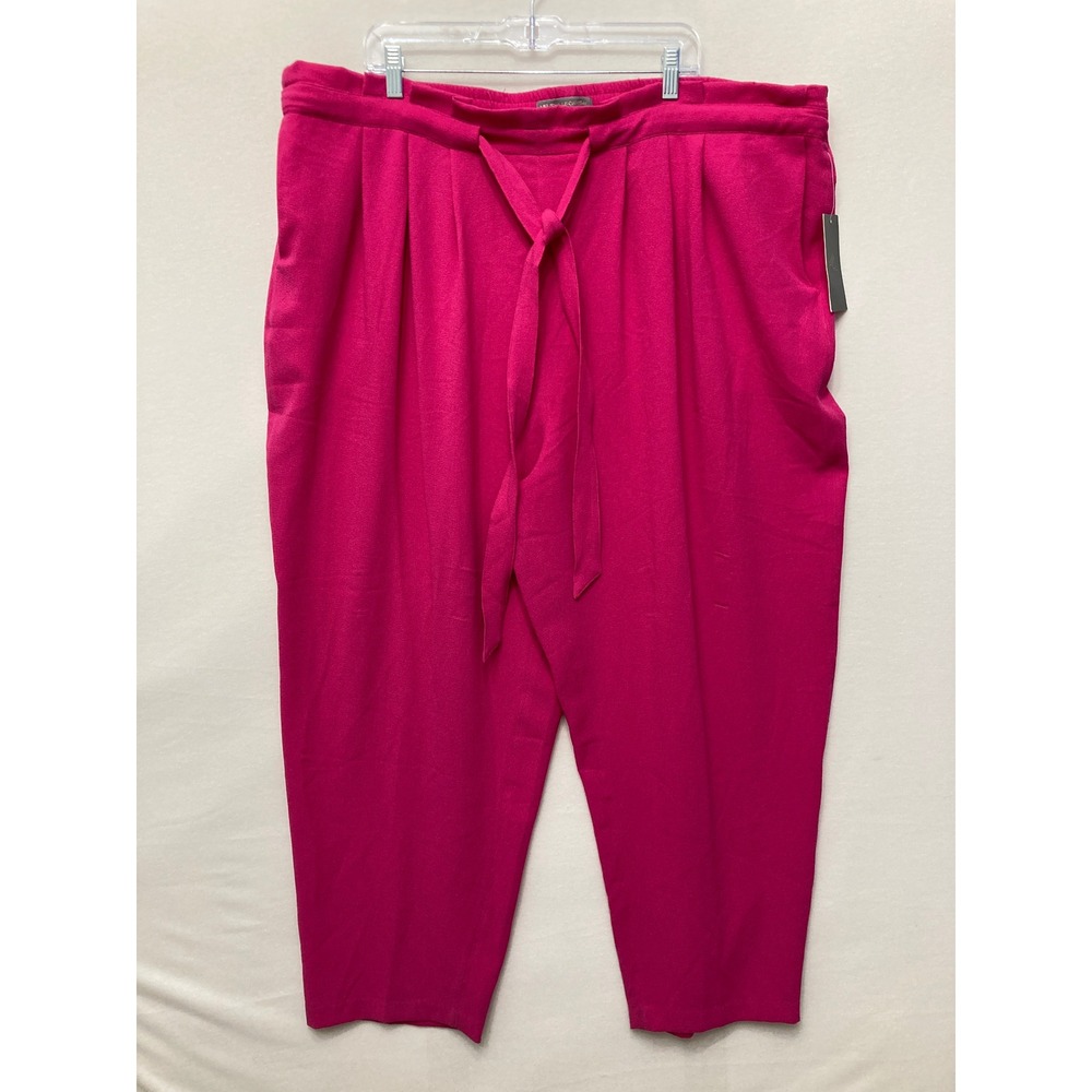 NEW Melissa McCarthy Seven7 Pants Size 3X Pink Pleated Tie Waist Tapered Leg